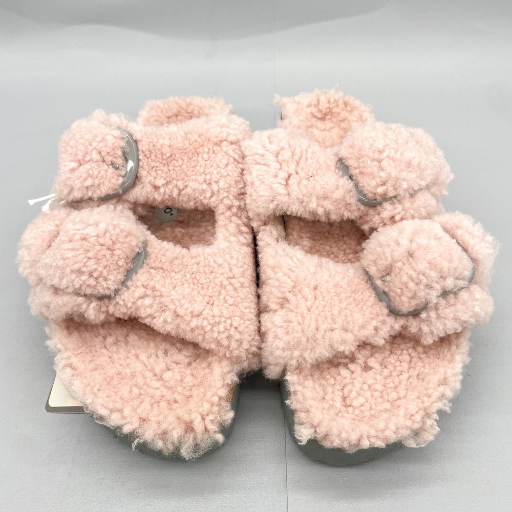 Birkenstock Papillio Womens 7‎ Arizona Sandals Shoes Pink Fuzzy Platform Slide - Picture 3 of 12
